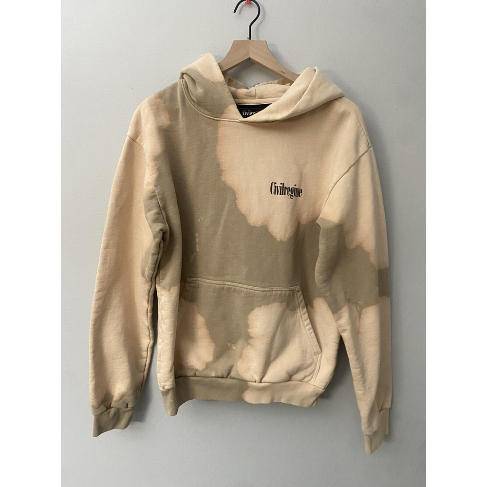 Civil Regime Tan Bleached Tie Dye Hoodie Sweatshirt Small Canyon Full Of Flowers